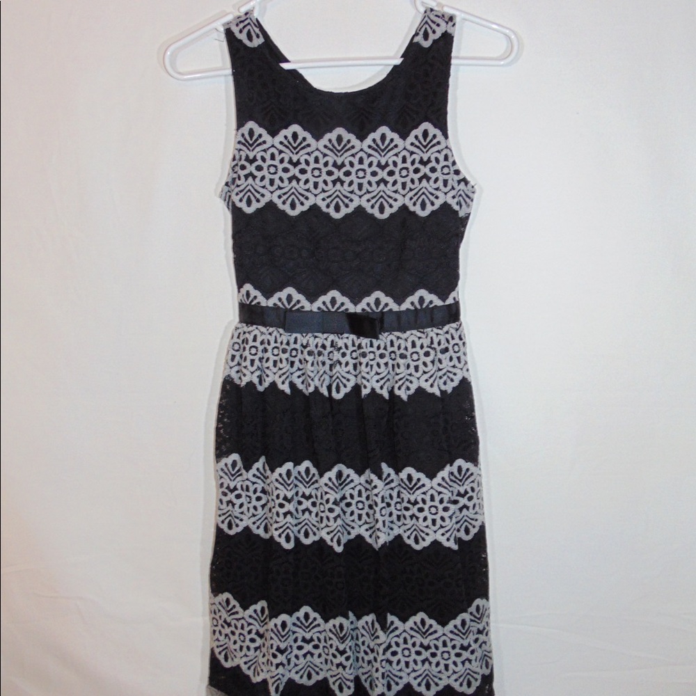 Black and Gray Lace Girls Dress